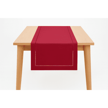 Fennco Styles Stylish Solid Color with Hemstitched Border Table Runner (Red, 14"x36" Table Runner)
