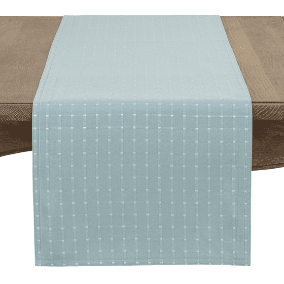 Fennco Styles Stylish Stitched Line Table Runner (Aqua, 16"x72" Table Runner)