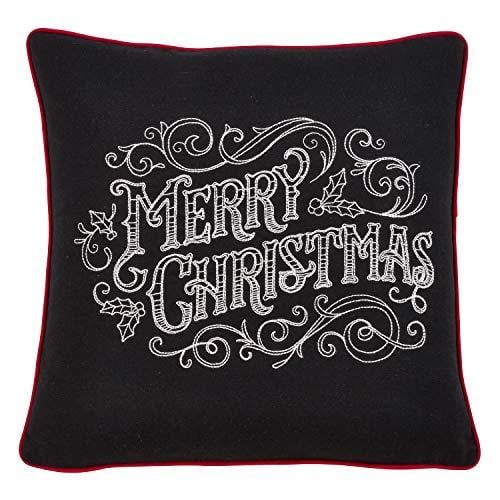Fennco Styles Tableau Noir Collection Farmhouse Typography Stitched Pillow and Case – Black Deorcative Pillow and Case for Couch, Living Room and Holiday Décor