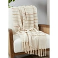 thumbnail image 1 of Fennco Styles Textured Stripe Throw Blanket with Tassel 50" W x 60" L – Ivory Woven Line Blanket for Bed, Couch, Sofa, Holidays, Home Décor and Office Décor, 1 of 2