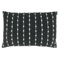 Fennco Styles Textured Woven Striped Throw Pillow Cover 16" W x 24" L - Black Cushion Case for Home, Couch, Bedroom, Living Room and Office Décor