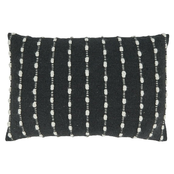 Fennco Styles Textured Woven Striped Throw Pillow Cover 16" W x 24" L - Black Cushion Case for Home, Couch, Bedroom, Living Room and Office Décor