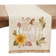 thumbnail image 1 of Fennco Styles Thankful Pumpkin Design Linen Blend Table Runner 16" W X 70" L - Natural Holiday Table Cover for Home Décor, Thanksgiving, Banquets, Family Gatherings and Special Occasions, 1 of 3