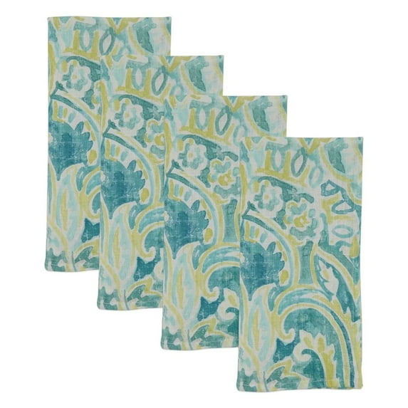 Fennco Styles Traditional Distressed Paisley Design 100% Linen Table Collection