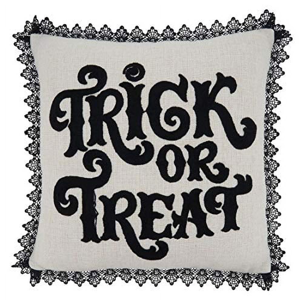 Natural Embroidered Trick or Treat Euro Pillow Cover