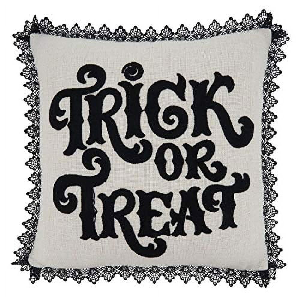 Natural Embroidered Trick or Treat Euro Pillow Cover