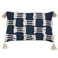 thumbnail image 1 of Fennco Styles Trios Ligens Collection Bohemian Cord AppliquÃ© Frayed Tasseled 100% Cotton 14 x 23 Inch Throw Pillow Case â€“ Navy Blue, 1 of 2