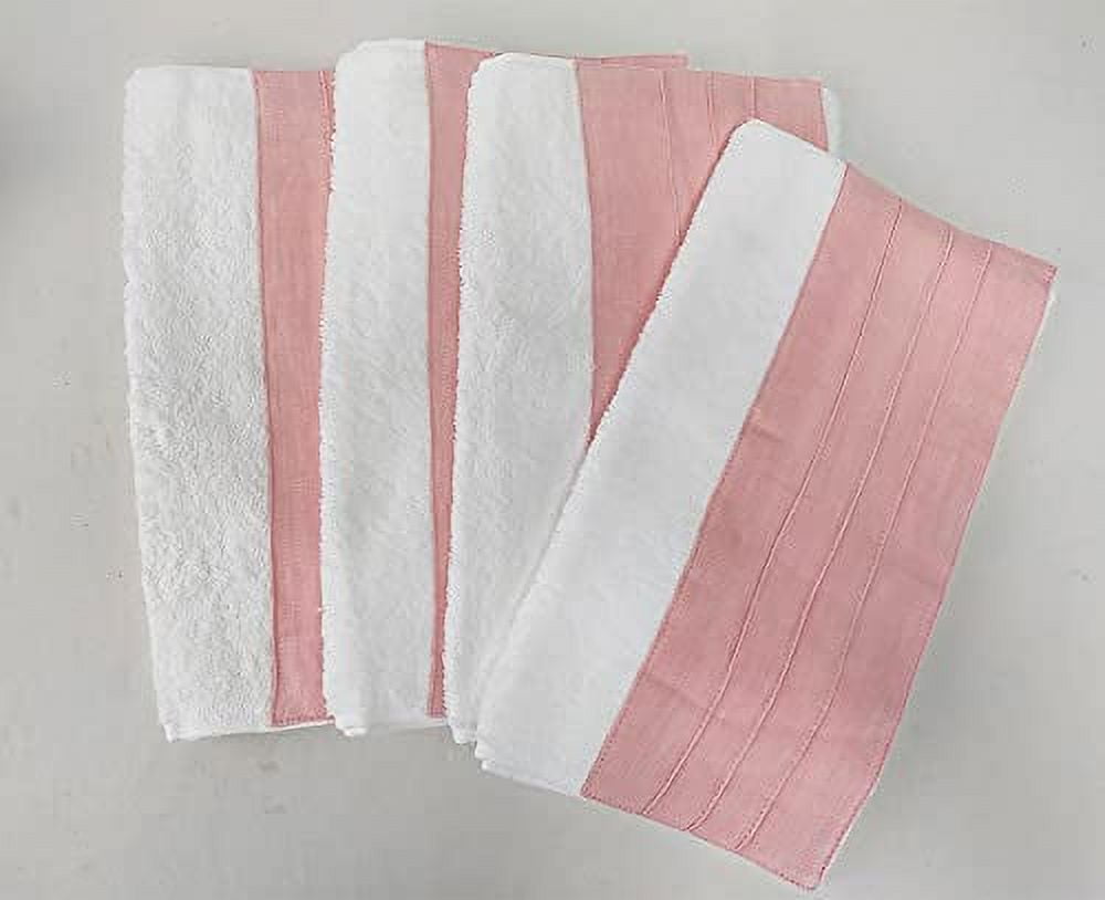 Fennco Styles Two Tone Terry Cotton Towels with Linen Border 12x20 Inch Guest Towels, Set of 4 – Rose Modern Hand Towels for Bathroom Décor, Bar Accessories, Wedding Gifts