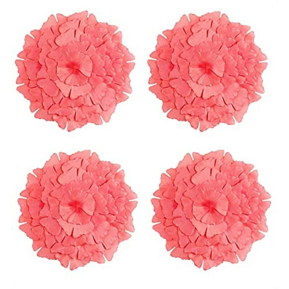 Fennco Styles Unique Ginkgo Leaf Placemats 14 Inches Round, Set of 4 – Peach Modern Traycloth Table Mats for Home, Dining Room Décor, Banquets, Indoor & Outdoor and Special Events