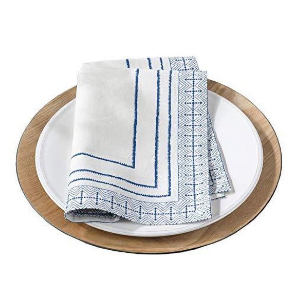 Fennco Styles Unique Hand Blocked Mod Print Cotton Tablecloth - Blue Table Cover for Home Décor, Dining Room, Banquets, and Special Occasion