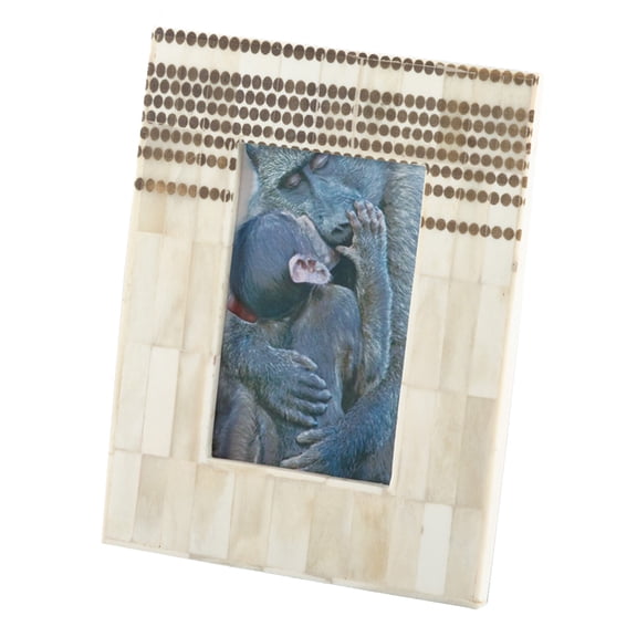 Fennco Styles Unique Natural Bone Picture Frame-2 Size (4"x6", Dotted)