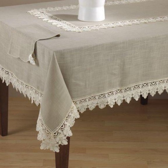 Fennco Styles Venetto Lace Trimmed Elegant Tablecloth