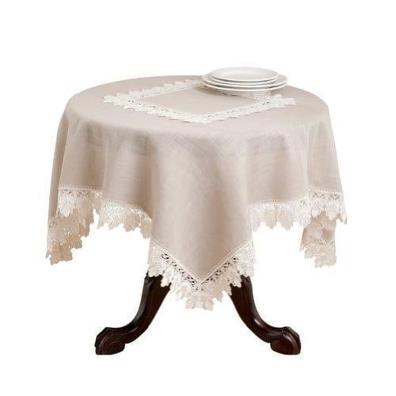 Fennco Styles Venetto Lace Trimmed Elegant Tablecloth