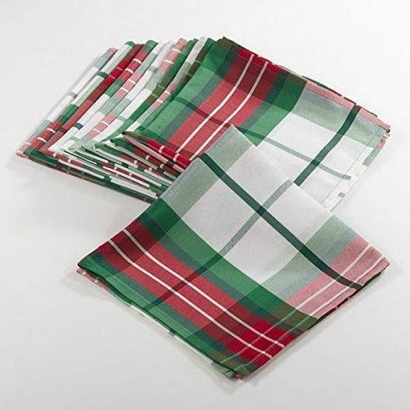 Fennco Styles Vernor Collection Plaid Design Holiday Dinner Tablecloth Napkin