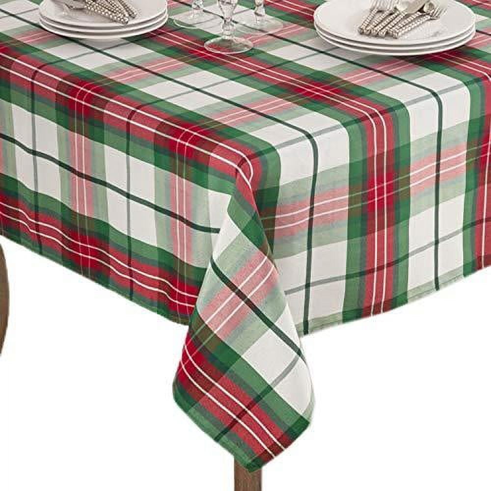 Festive Plaid 70" x 140" Rectangular Holiday Tablecloth