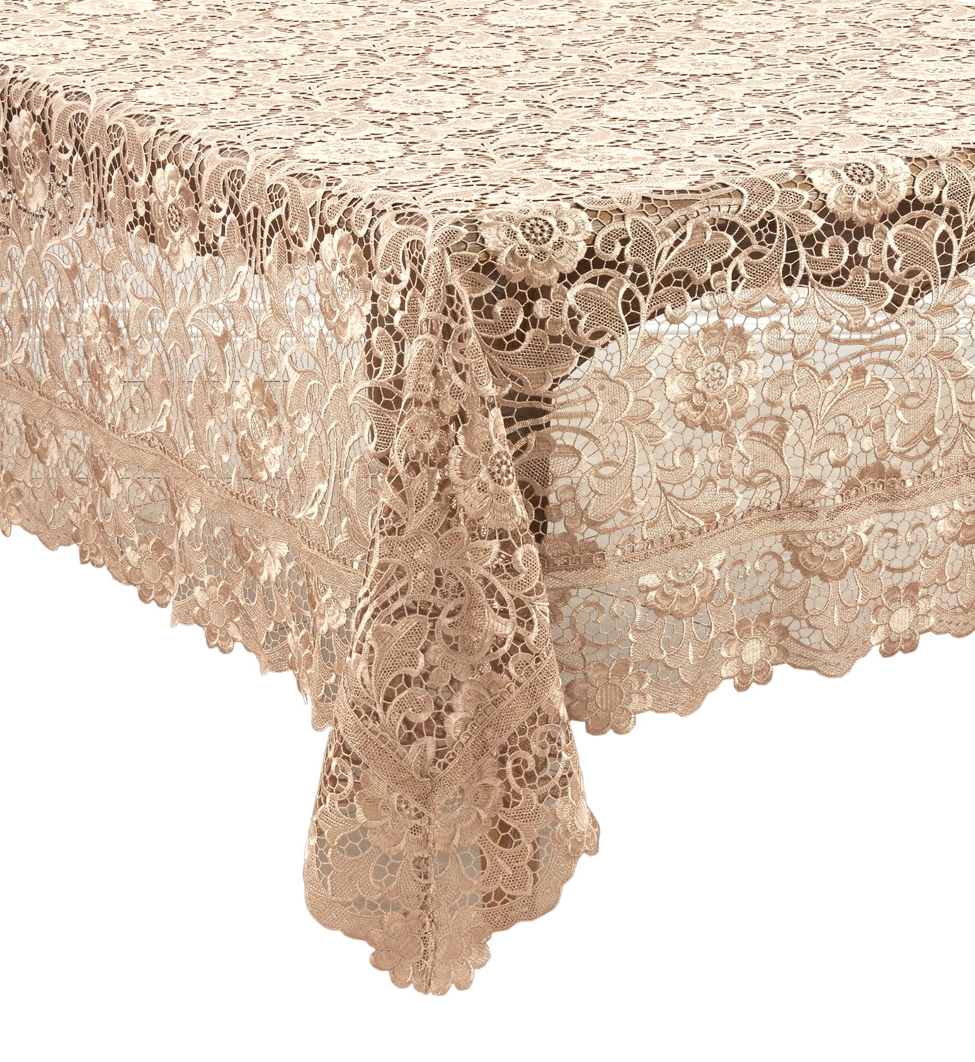 Ecru Floral Venice Lace Rectangular Tablecloth