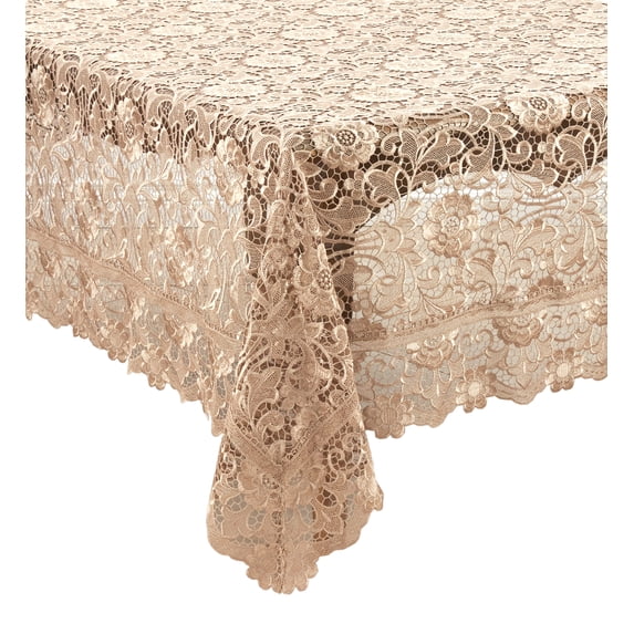 Fennco Styles Vintage Venice Lace Floral Design Tablecloth 67 x 102 Inch