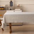 thumbnail image 1 of Fennco Styles Wave Border Solid Tablecloth 56" W X 96" L - Light Grey Woven Textured Table Cover for Everyday Use, Holiday Décor, Banquet, Family Gatherings, and Special Occasion, 1 of 4