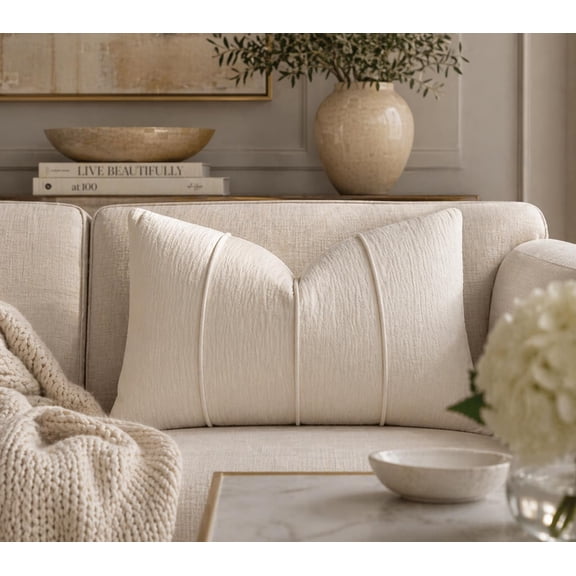 Fennco Styles 1 x 20 Modern Woven Textured White Decorative Pillow Case