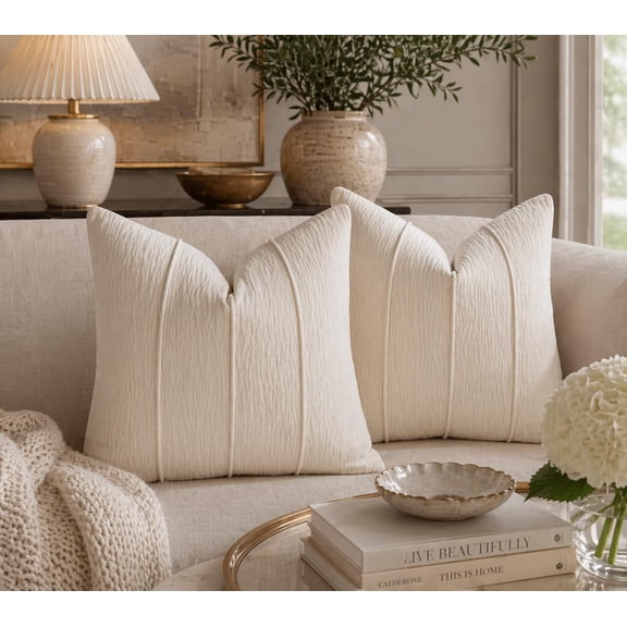 Fennco Styles 2 x 18 x 18 Modern White Woven Textured Polyester Throw Pillows (2 Count)