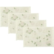 Fennco Styles Wildflowers Printed with Fringe Placemats 14" W x 19" L, Set of 4 - Green Floral Table Mats for Dining Room, Banquets, Family Gatherings, and Holidays