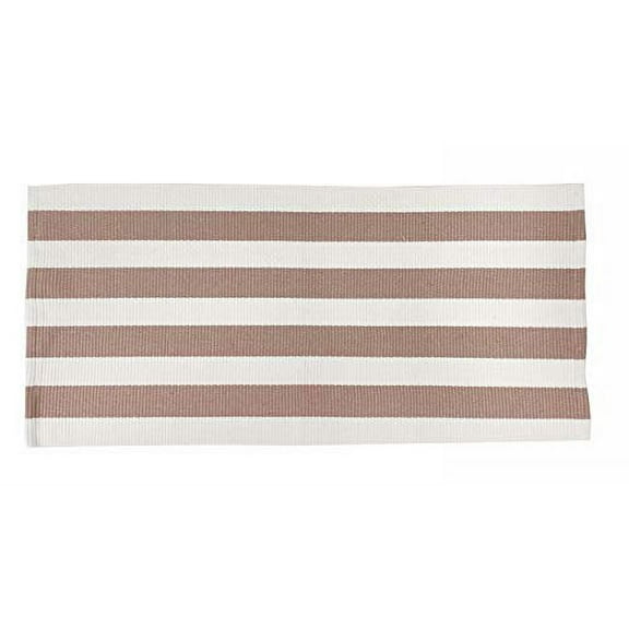 Fennco Styles Woven Bold Striped Area Rug 24" W x 51" L - Coffee Cotton Blend Carpet Indoor Outdoor Floor Mat for Living Room, Entryway, Bedroom and Floor Décor