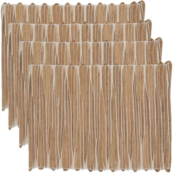 Fennco Styles Woven Chic Texture Water Hyacinth Placemats 14 x 20 Inch, Set of 4 - Natural Table Mats for Home Décor, Dining Table, Banquets, Holiday and Special Events