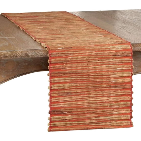 Fennco Styles Woven Chic Texture Water Hyacinth Table Runner 14 x 72 Inch - Orange Table Cover for Home Décor, Dining Table, Banquets, Holiday and Special Events
