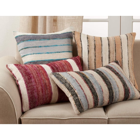 Fennco Styles Woven Chindi Striped Fringe 100% Cotton Collection