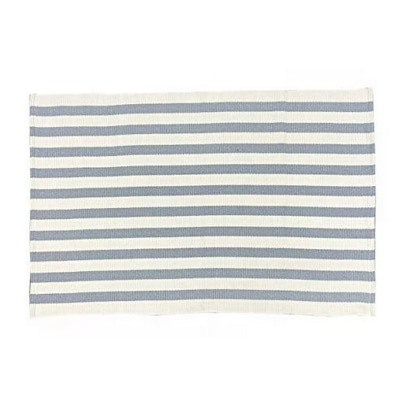 Fennco Styles Woven Classic Striped Area Rug 24"W x 36"L - Grey Cotton Blend Carpet Indoor Outdoor Floor Mat for Living Room, Entryway, Bedroom and Floor Décor