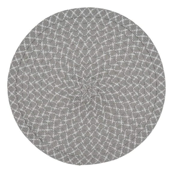 Fennco Styles Woven Design Placemats 15 Inches Round, Set of 4, Grey