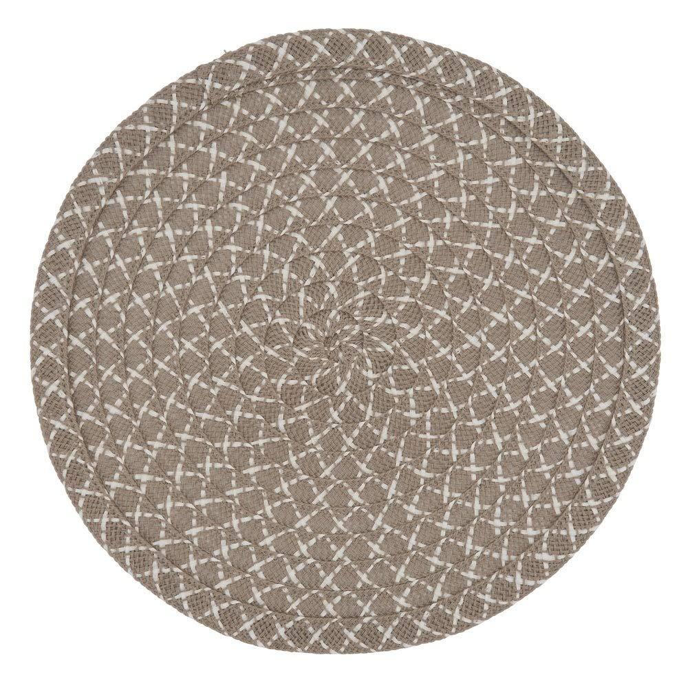 Fennco Styles Woven Design Placemats 15 Inches Round, Set of 4, Natural