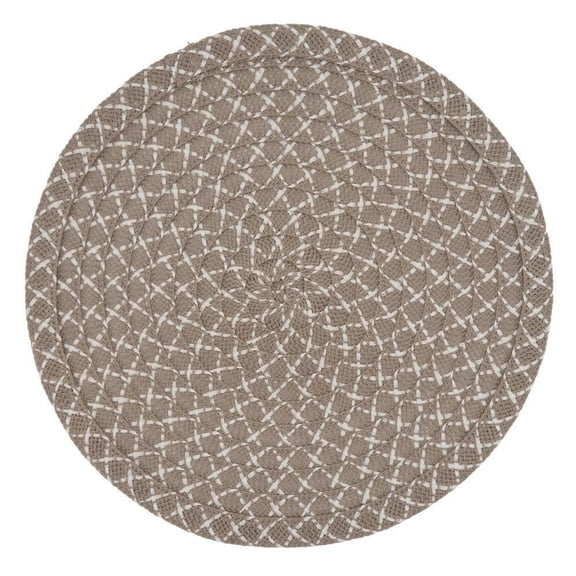 Fennco Styles Woven Design Placemats 15 Inches Round, Set of 4, Natural