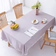 thumbnail image 1 of Fennco Styles Woven Gingham Tassel Cotton Tablecloth 80" W x 56" L - Purple Checkered Rectangle Table Cover for Everyday Use, Home, Dining Table Décor, Banquets, Farmhouse, Special Events, 1 of 6