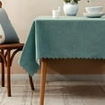 thumbnail image 1 of Fennco Styles Woven Solid Color Scalloped Tablecloth 56"W x 40"L - Sea Green Wrinkle-Free, Heat-Resistant Washable Table Cover for Everyday Use, Holidays, Indoor Outdoor Events and Special Occasions, 1 of 4