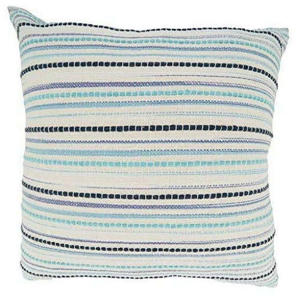Fennco Styles Woven Stripe Cotton Decorative Throw Pillow Cover 22" W x 22" L - Blue Cushion Case for Home, Couch, Bedroom, Living Room and Office Décor