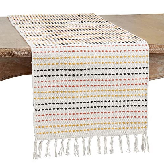 Fennco Styles Woven Stripe Cotton Table Runner 16" W x 72" L - Multicolored Rectangular Table Cover for Home Décor, Dining Table, Banquets, Family Gathering and Special Events