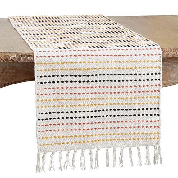 Fennco Styles Woven Stripe Cotton Table Runner 16" W x 72" L - Multicolored Rectangular Table Cover for Home Décor, Dining Table, Banquets, Family Gathering and Special Events