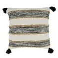 thumbnail image 1 of Fennco Styles Woven Striped Tassel Cotton Jute Decorative Throw Pillow 20" W x 20" L - Black & White Textured Cushion for Home, Couch, Bedroom, Living Room and Office Décor, 1 of 2