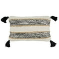 thumbnail image 1 of Fennco Styles Woven Striped Tassel Cotton Jute Decorative Throw Pillow Cover 12" W x 20" L - Black & White Textured Cushion Case for Home, Couch, Bedroom, Living Room and Office Décor, 1 of 3