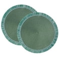 thumbnail image 1 of Fennco Styles Woven Textured Placemats with Fringe 15 Inches Round, Set of 2 – Green Braided Table Mats for Home, Dining Room Décor, Banquets, Indoor & Outdoor, Everyday Use and Special Events, 1 of 4