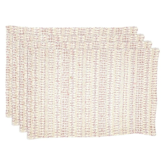 Fennco Styles Woven Textured Table Placemats 14" W x 20" L, Set of 4 - Pink Rectangular Table Mats for Home, Dining Room Décor, Banquets, Family Gathering and Special Occasions