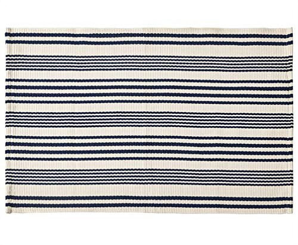  Striped Outdoor Porch Rug 24'' x 51''Black and White