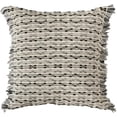 thumbnail image 1 of Fennco Styles Yarn Dyed Jacquard Decorative Filled Throw Pillow 18" W x 18" L - Black Striped Fringe Cushion for Home, Couch, Bedroom, Living Room and Office Décor, 1 of 7