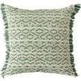 thumbnail image 1 of Fennco Styles Yarn Dyed Jacquard Decorative Filled Throw Pillow 18" W x 18" L - Green Striped Fringe Cushion for Home, Couch, Bedroom, Living Room and Office Décor, 1 of 6