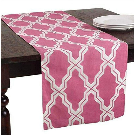 Fennco Styles Yasmina Moroccan Linen-cotton Table Runner 16 x 72 Inch - Geometric Table Cover for Home Decor, Dining Room, Banquets, Everyday Use and Special Occasion