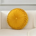 thumbnail image 1 of Fennco Styles Yellow Velvet Pintucked Filled Throw Pillow 15" Round - Luxurious Decorative Accent Cushion for Home, Living Room, Bedroom and Holiday Décor, 1 of 3