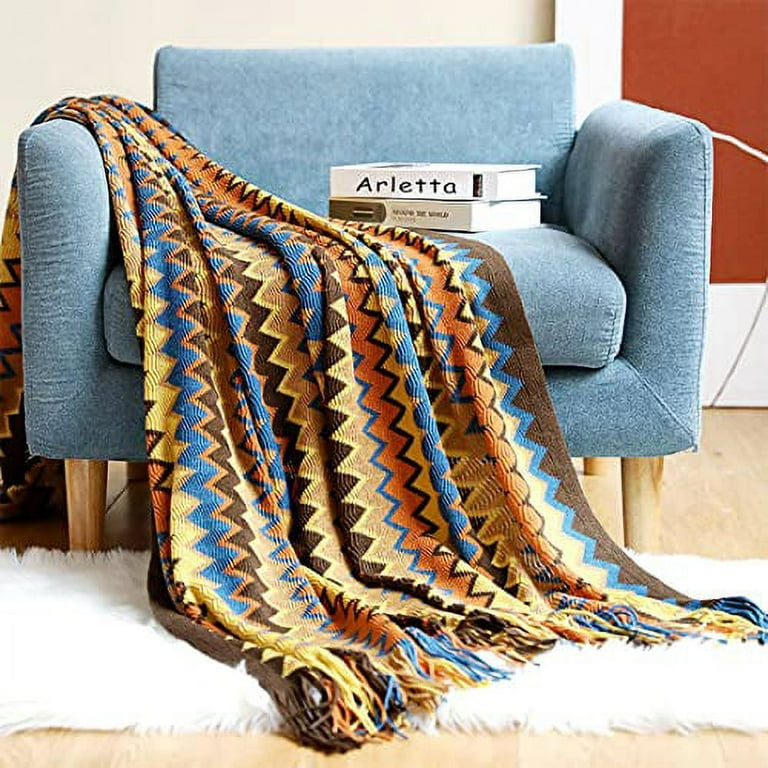 Colorful tassel throw blanket sales