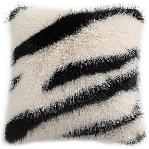 Fennco Styles 18" x 18" Modern Animal Zebra Print Throw Pillow, White