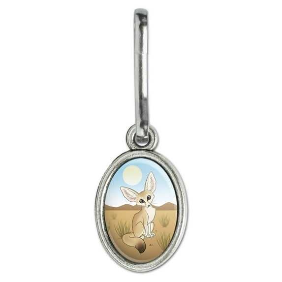 Fennec Fox Antiqued Oval Charm Clothes Purse Suitcase Backpack Zipper Pull Aid